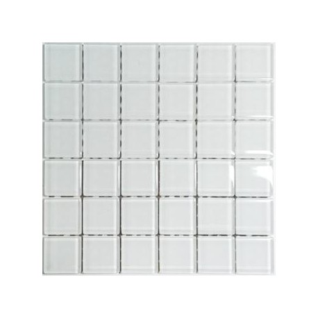 Mozaika Szklana Biała 30 x 30 kostka 4,8 cm
