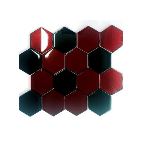 Mozaika Szklana Hex XL Mix Czerwień 3 / Czarny 28,1x33,8